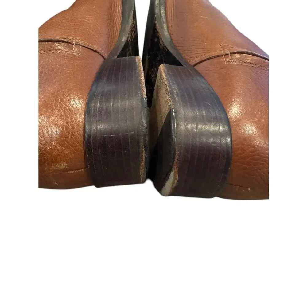 Tory Burch Jolie Riding Boots Pebbled Brown Leather 10.5